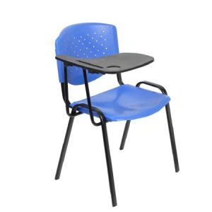Silla de estudio de plástico transparente azul ordinaria Y-1756C Silla de recepción con bloc de notas